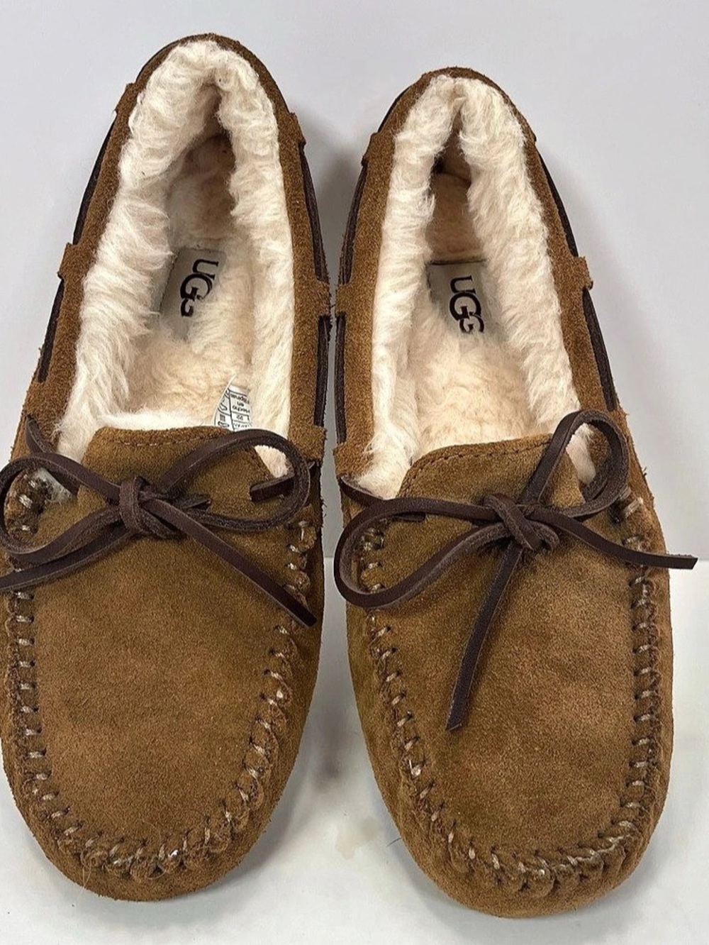 UGG Ansley Slipper Suede Fur-Lined Moccasins Brown US 5